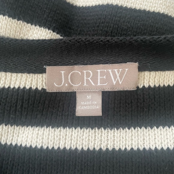 J Crew Emilie Patch Pocket Sweater Lady Jacket in Black Stripe M - Picture 5 of 6